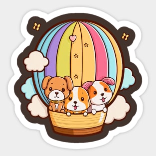 3 Puppies in a Balloon Sticker